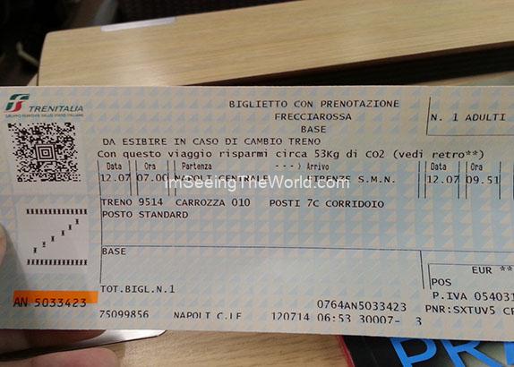 Naples, Italy, Train Ticket from Naples, Italy to Florence, Italy