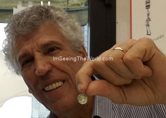 florence, italy, Jewelery Salesman with David Charm